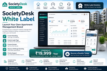 SocietyDesk White Label – Launch Your Own Apartment Management Brand
